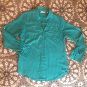 Turquoise New York & Co. button down dress shirt